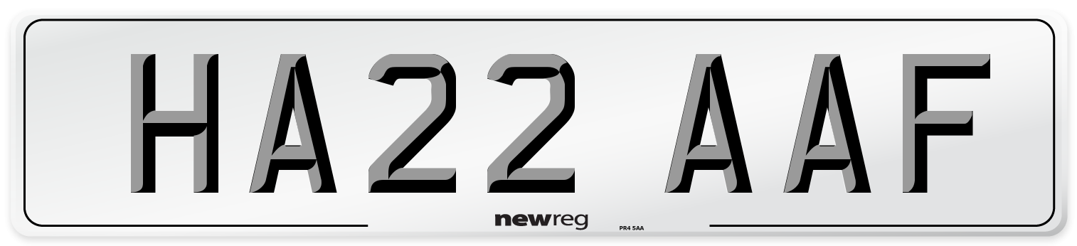 HA22 AAF Number Plate from New Reg